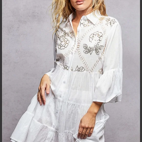 POL White Embroidered Dress - Picture 5 of 7